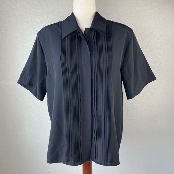 Vintage Claudia Richards Short Sleeve Button Down Dress Shirt Size 10 EUC - Picture 1 of 6